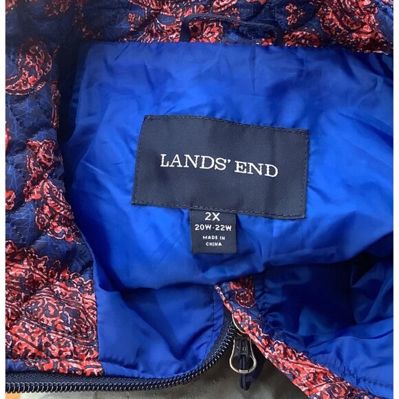 Lands End Womens 2X Quilted Paisley Jacket Primaloft Insulation Full Zip - Picture 5 of 6